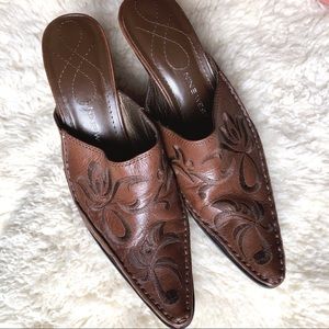 NWOT Embroidered Western Mules